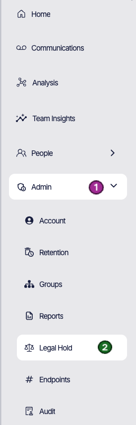 legalhold focus navigation