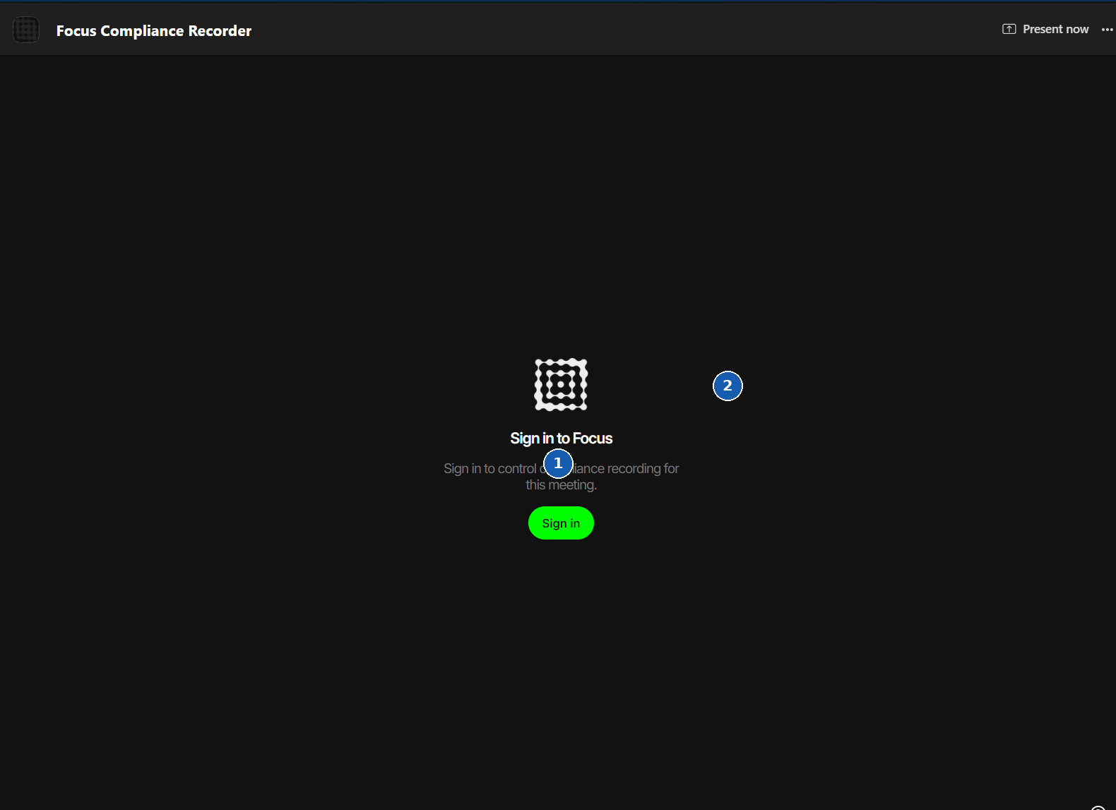 Focus Compliance Recorder sign-in screen