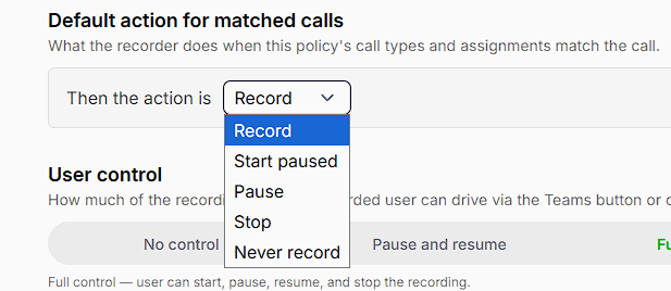 Default action options