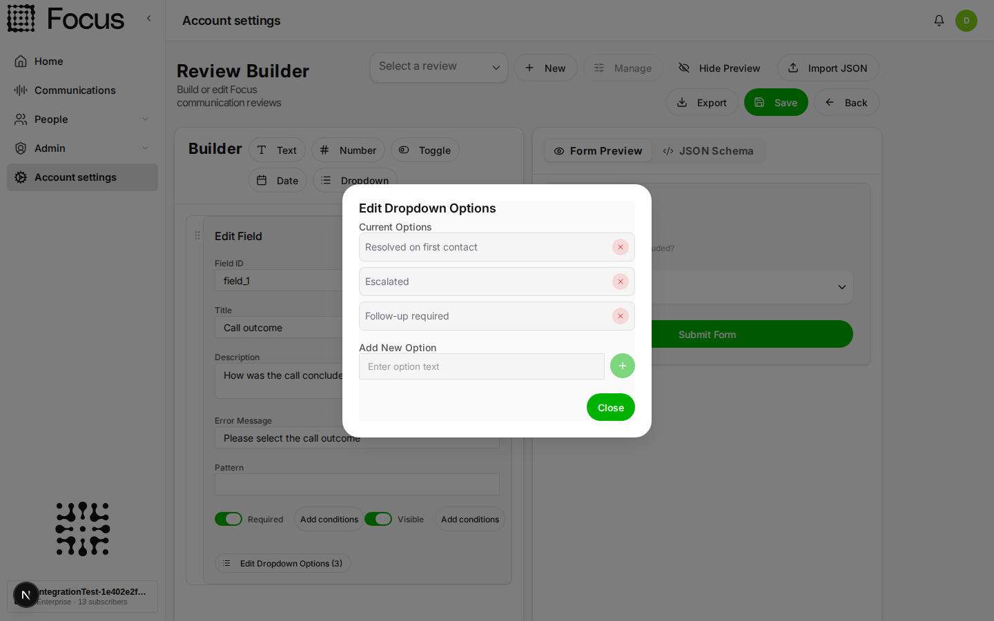 Defining dropdown options
