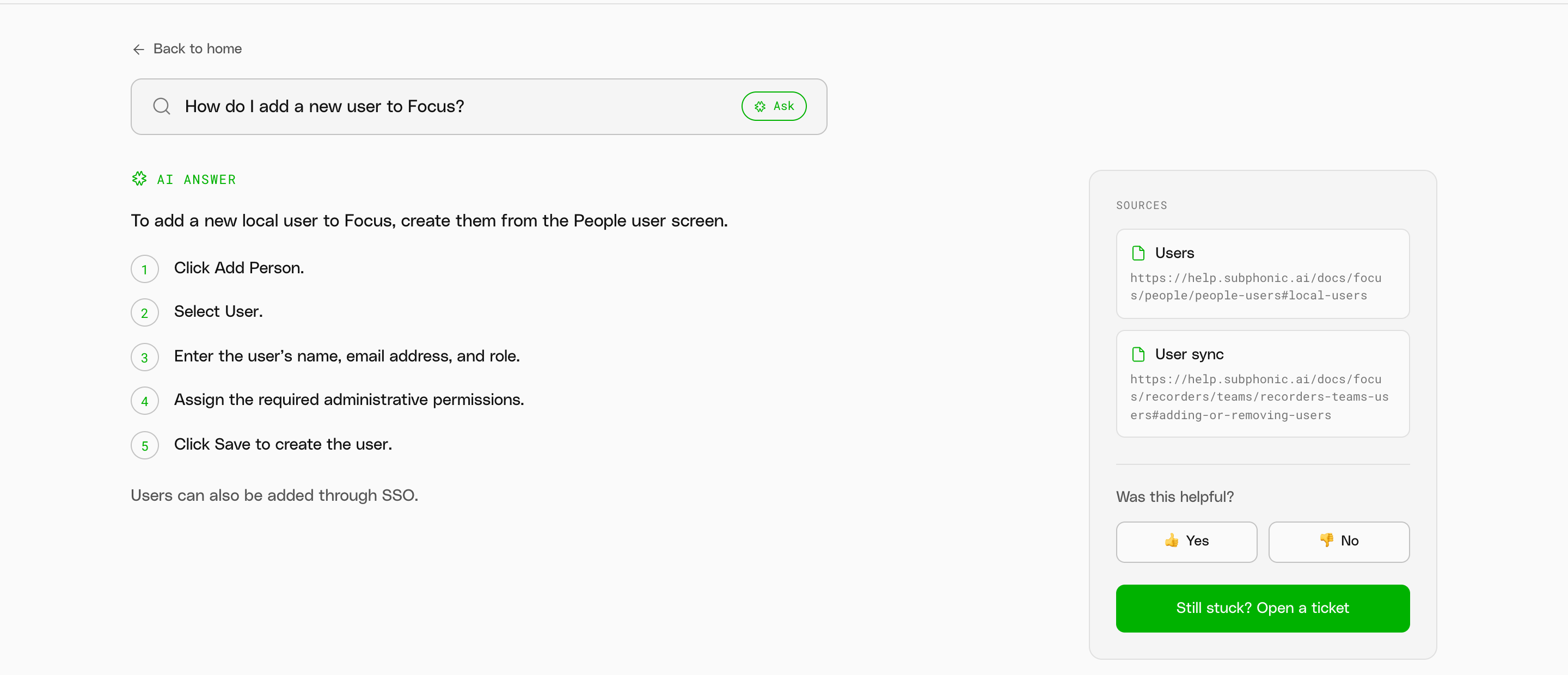 An AI answer with its sources