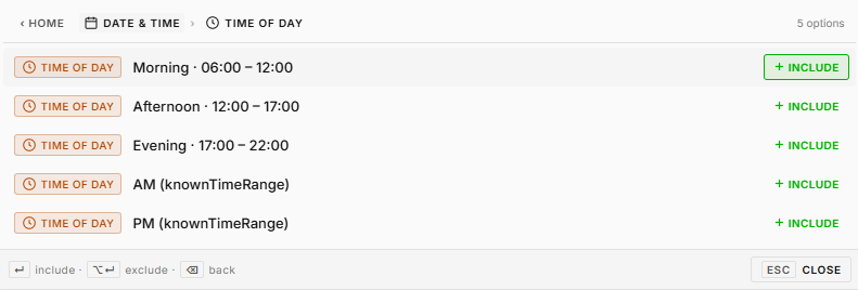 Search date and time