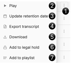 Single actions menu