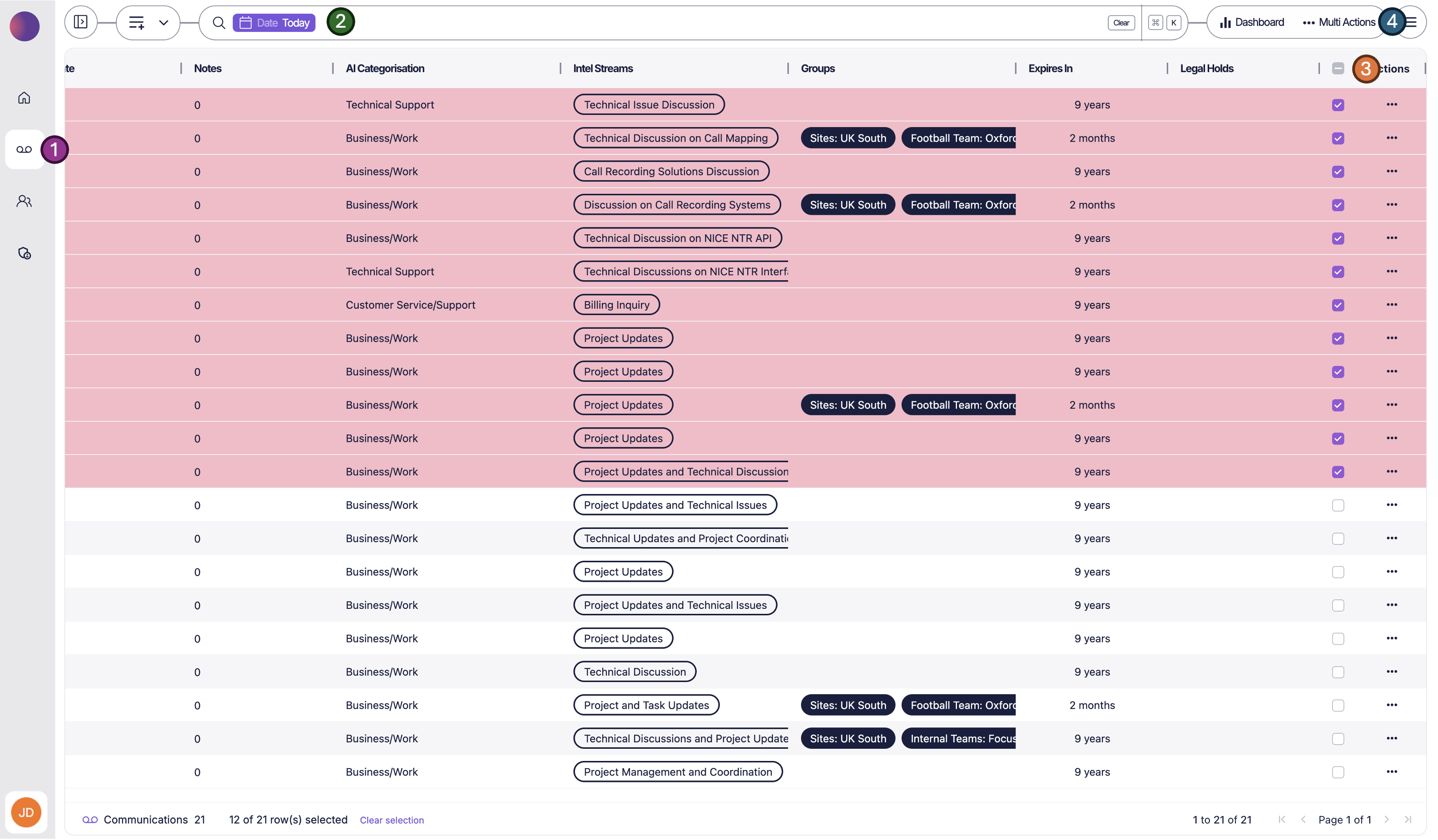 communications recording select