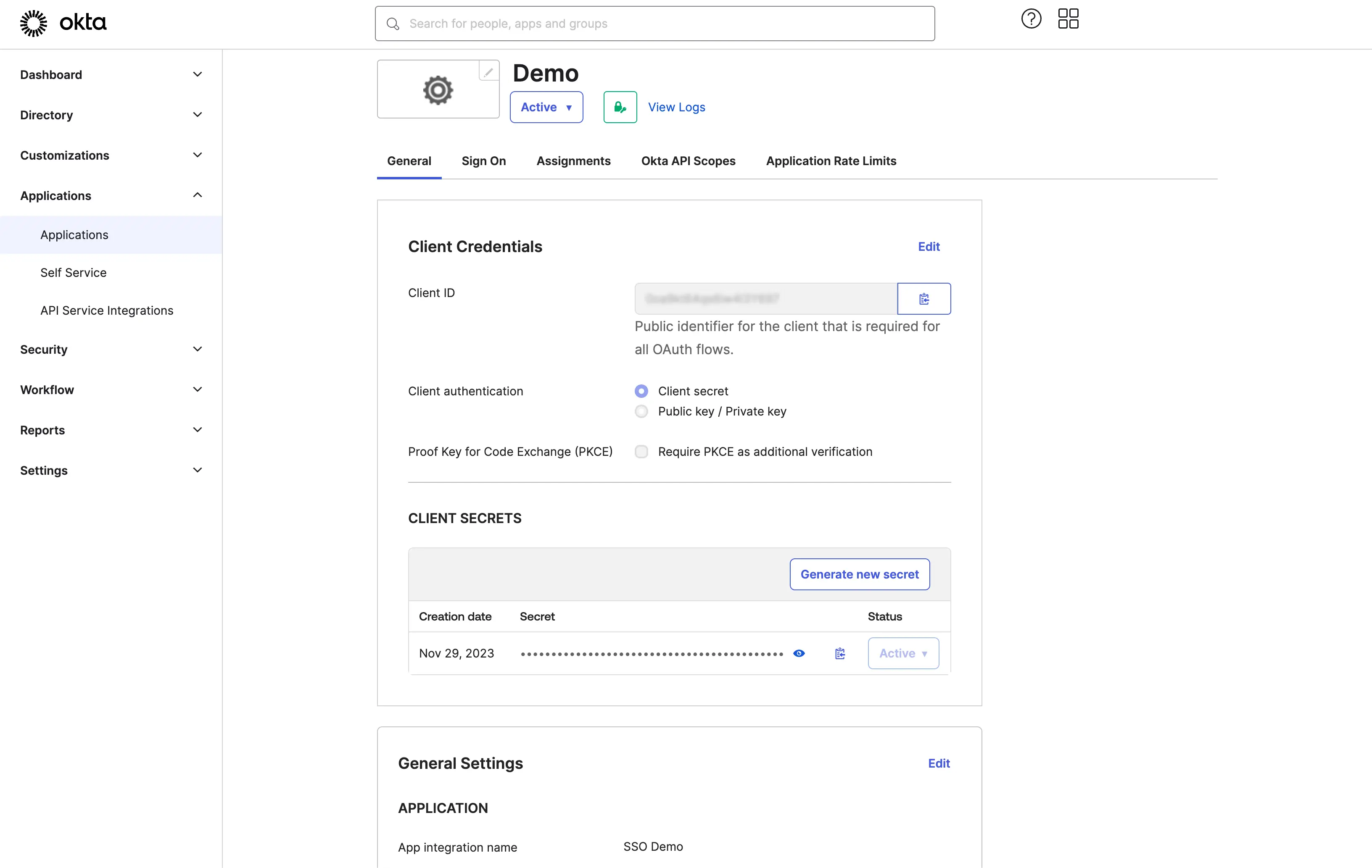 Okta Client Credentials